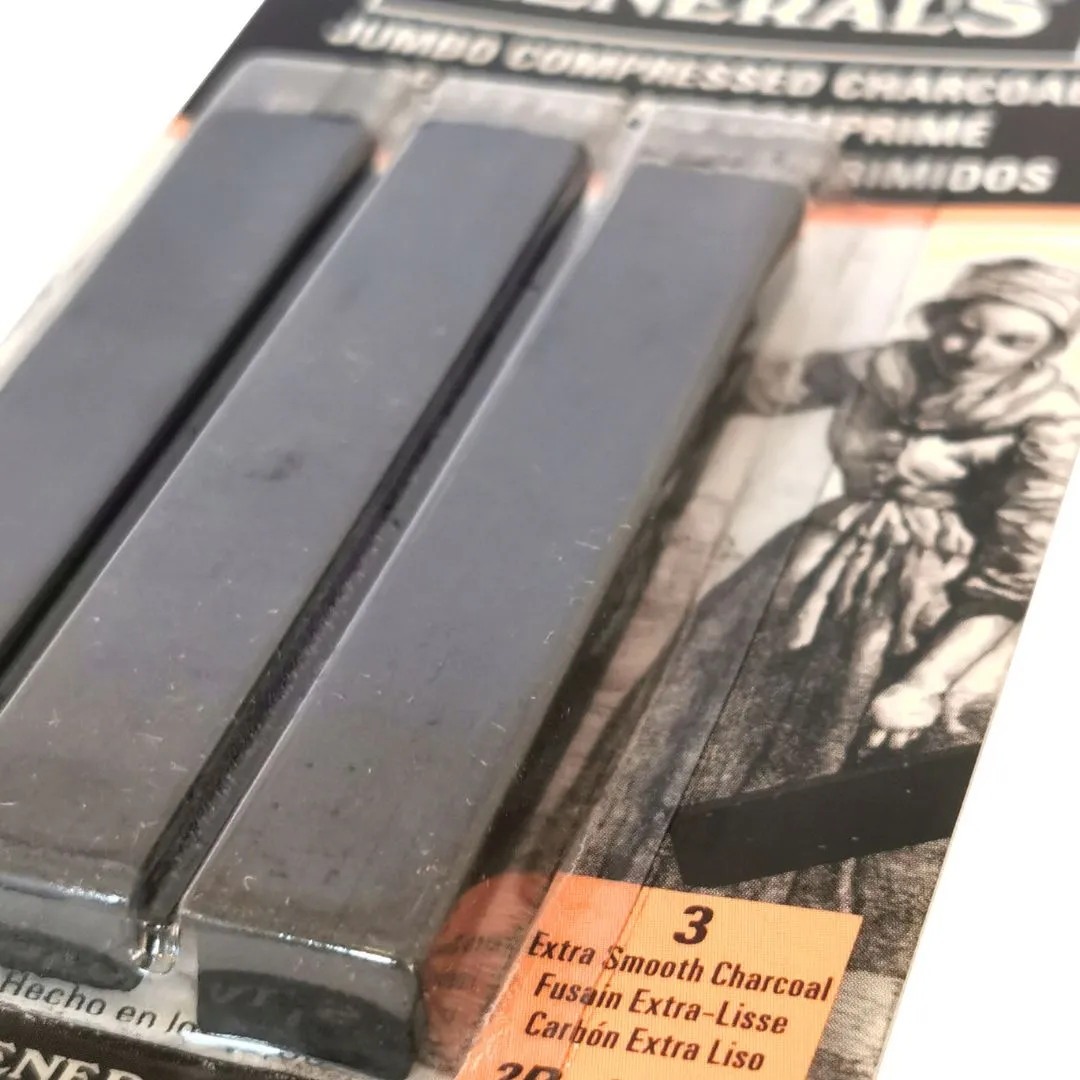 Generals Jumbo Compressed Charcoal Sticks