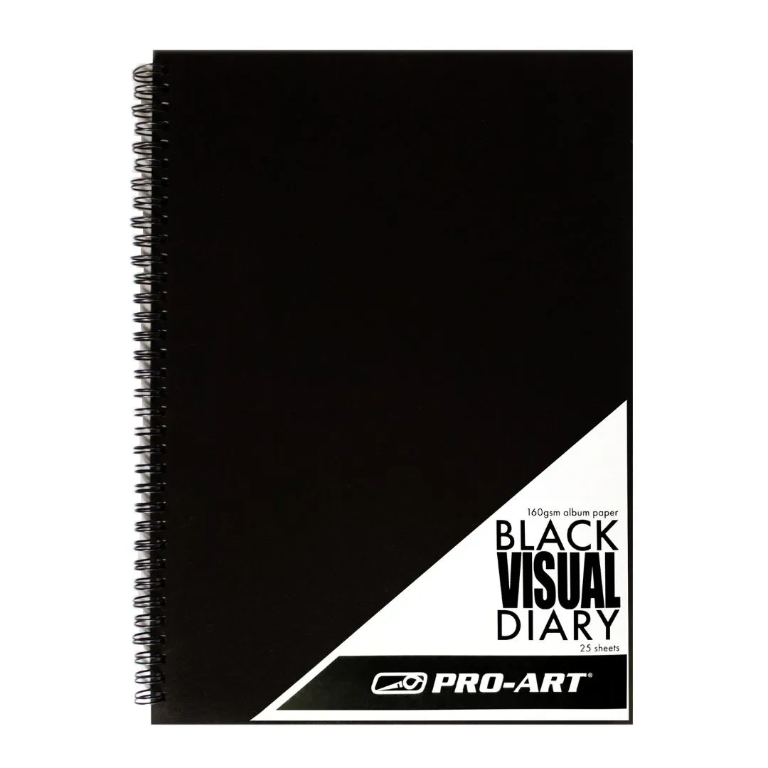 Pro Art Visual Diary 160gsm Black Board 25 Sheets